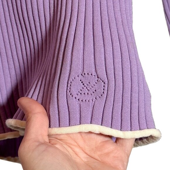 Louis Vuitton 2015 Lavender Purple LV Logo Ribbed Turtleneck Sweater - Picture 3 of 7